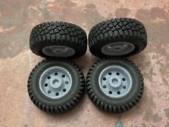 1/24 Scale: 18-Inch AR Baja Wheels W/ Mud Tires; Jeep, Resin 1/25