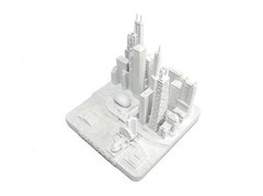 Chicago City Skyline Landmark 3D Model Matte White 4 1/2 Inches 1025