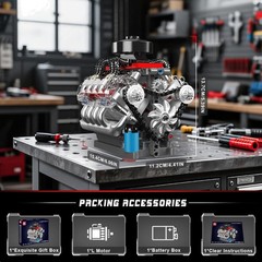 Realistic V8 Engine Model with Moving Parts – Perfect STEM Gift for Enthusiasts