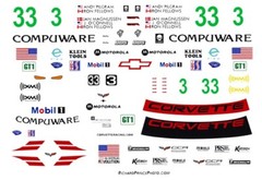 #3 Ron Fellows Compuware Corvette 2007 1/25th – 1/24th Scale WATERSLIDE DECALS