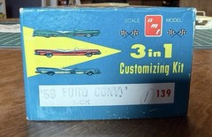 HTF OG VTG AMT 1959 FORD GALAXIE CONVERTIBLE #139 1-CK Car Kit Started + XTRAS