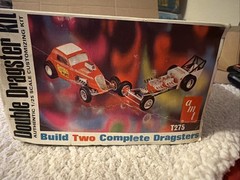 Vintage Model Kit – AMT Double Dragster Kit – Open Rail & Fiat Coupe – Unbuilt