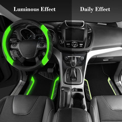 Leather Steering Wheel Cover and Waterproof Car Floor Mats,Microfiber Universal