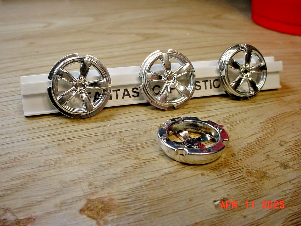 Vintage Chrome 5 Spoke Rims set of 4 1/25 Part fb367