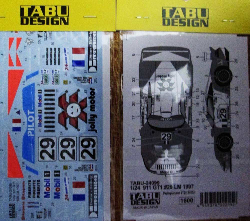 DECAL: 1/24 24099 1997 Porsche GT1 #29 Lemans for Tamiya