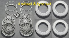 1/12 AIRFIX 4.5 LITRE BENTLEY – WHEELS & DUNLOP TYRES – SET OF 4 OR 5 – RESIN