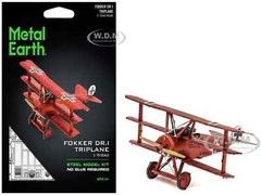 FOKKER DR.I TRIPLANE AIRCRAFT “RED BARON” STEEL MODEL KIT BY METAL EARTH MMS210