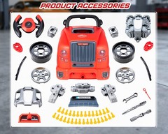 Interactive Truck Engine Toy with Removable Parts – Lights, Large, Red