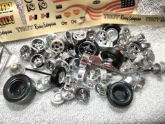 AMT Kitbash 1/25 1960s Model Car Junkyard Parts Lot Chrome Wheels Motor Bumpers
