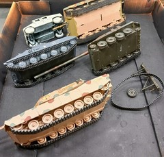 Lot of 5 Rough 1:35 Built Painted Plastic Model Tank Kits Modern Merkava M110