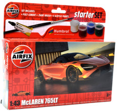 Airfix McLaren 765LT W/ Glue, Paints, Brushes Set 1:43 Car Model Kit A55006