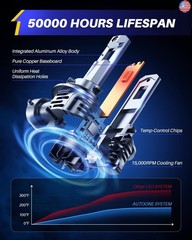 AUTOONE H11 9005 LED Bulb Direct Fit 1:1 Mini Size, 70000LM H8/H9 HB3 Combo Fog