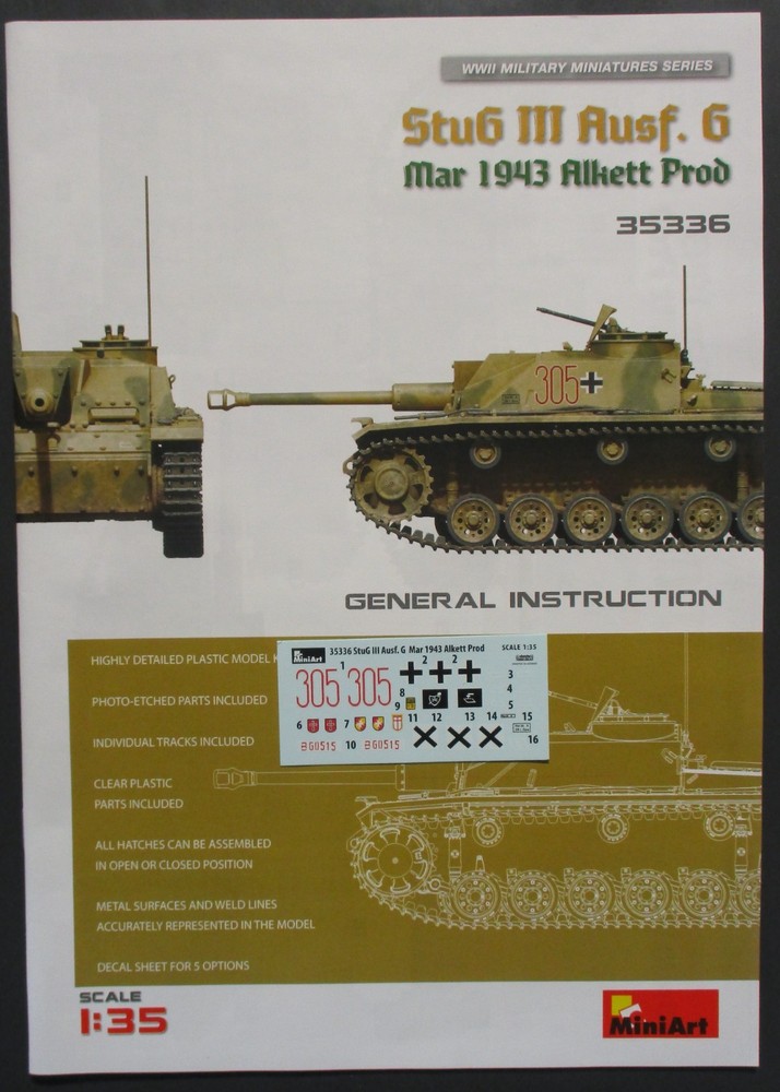 Miniart 1/35 Scale Stug III Ausf. G – Decals from kit No. 35336