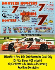 NASCAR DECAL # 7 HOOTERS 1993 FORD THUNDERBIRD ALAN KULWICKI 1/24