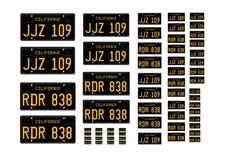 Assorted scale model movie car Bullitt California license plates tags 1/25 1/18