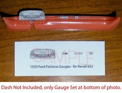 1959 FORD GALAXIE 500 SKYLINER GAUGE FACES for 1/25 REVELL KITS—PLEASE READ DESC