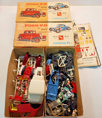 2 Vintage AMT Ford V8 3 in 1 Model Boxes with Massive Vintage Parts Lot