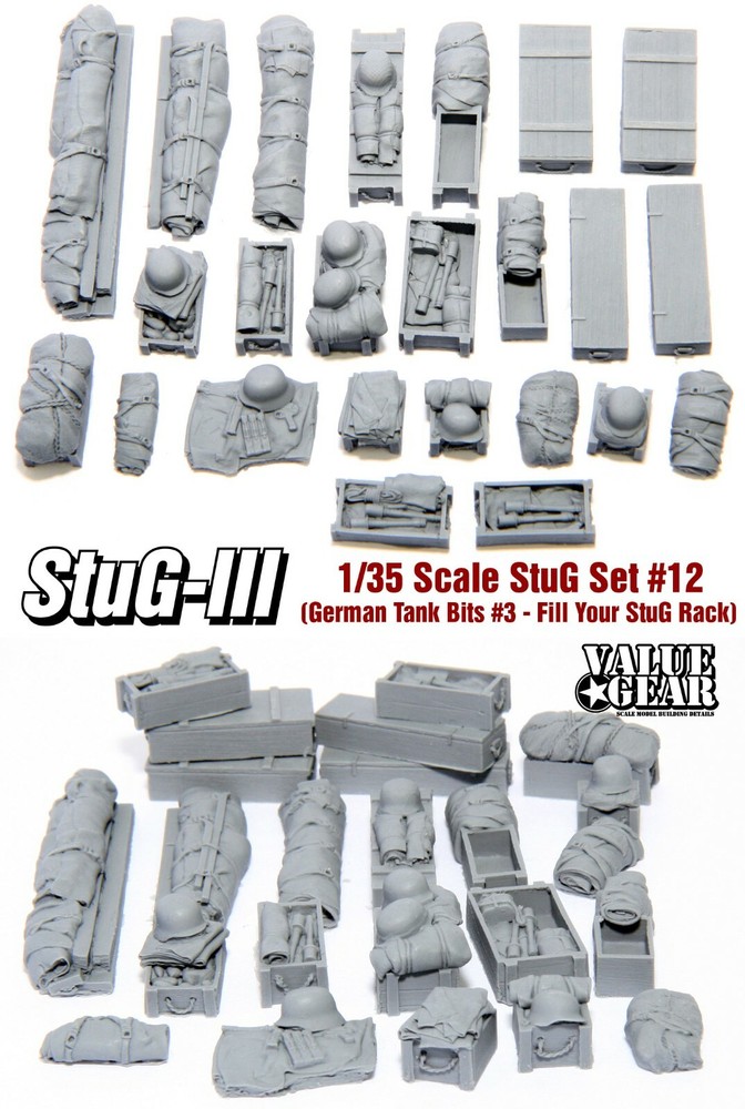 1/35 German WWII “Tank Bits 3” Stug Set #12 (24 Pieces) – Value Gear Resin