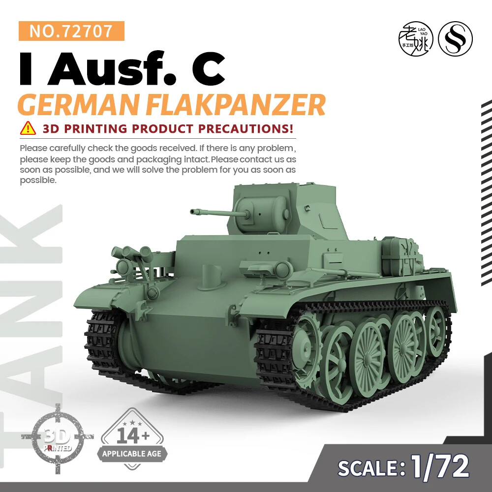 SSMODEL SS72707 1/72 25mm Military Model Kit German Flakpanzer I Ausf. C