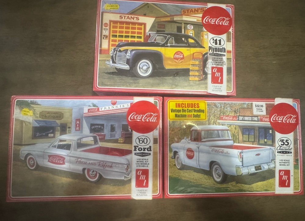 1/25 Scale Coca-Cola series AMT Die Cast Lot ‘55 Cameo ‘60 Ranchero ‘41 Voiture