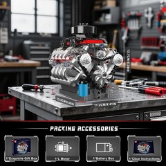 Realistic V8 Engine Model with Moving Parts – Perfect STEM Gift for Enthusiasts