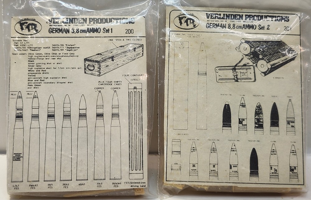 Verlinden Productions 1/35 Resin set 1-2 WWII German Army 8.8cm AMMO 200-201