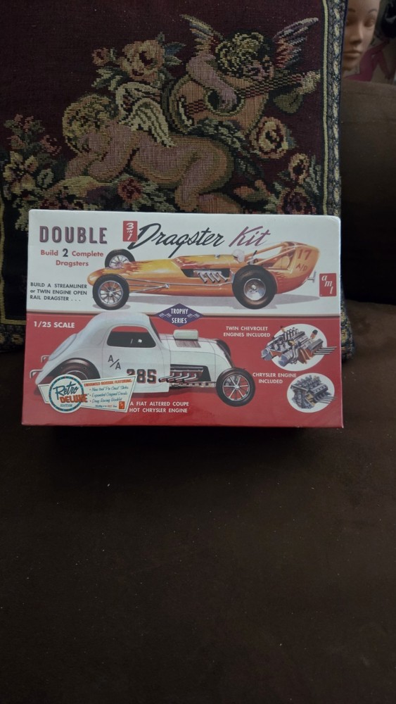 AMT ORIGINAL VINTAGE RARE DOUBLE 3 IN 1 DRAGSTER TROPHY SERIES T-161 New Sealed.
