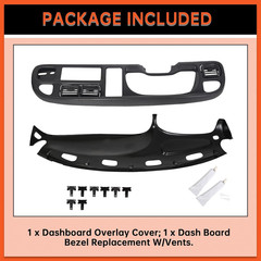 Trucks Black Dashboard Bezel Replacement W/Vents & Grey Dash Cover Dash & Bezel