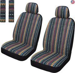 Pariitadin Baja Saddle Blanket Car Seat Covers Front Set with Seat Belt Pads,