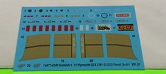 71 1971 GTX Plymouth 440 1/24 Decal Sheet Dash Cluster Emblems Revell