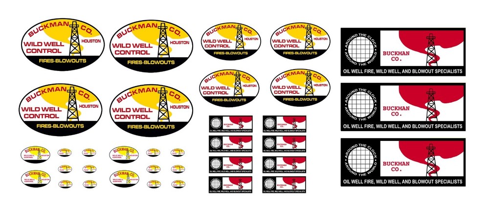 1:25 scale Buckman Co. Hellfighters oil well fire car uniform waterslide decals