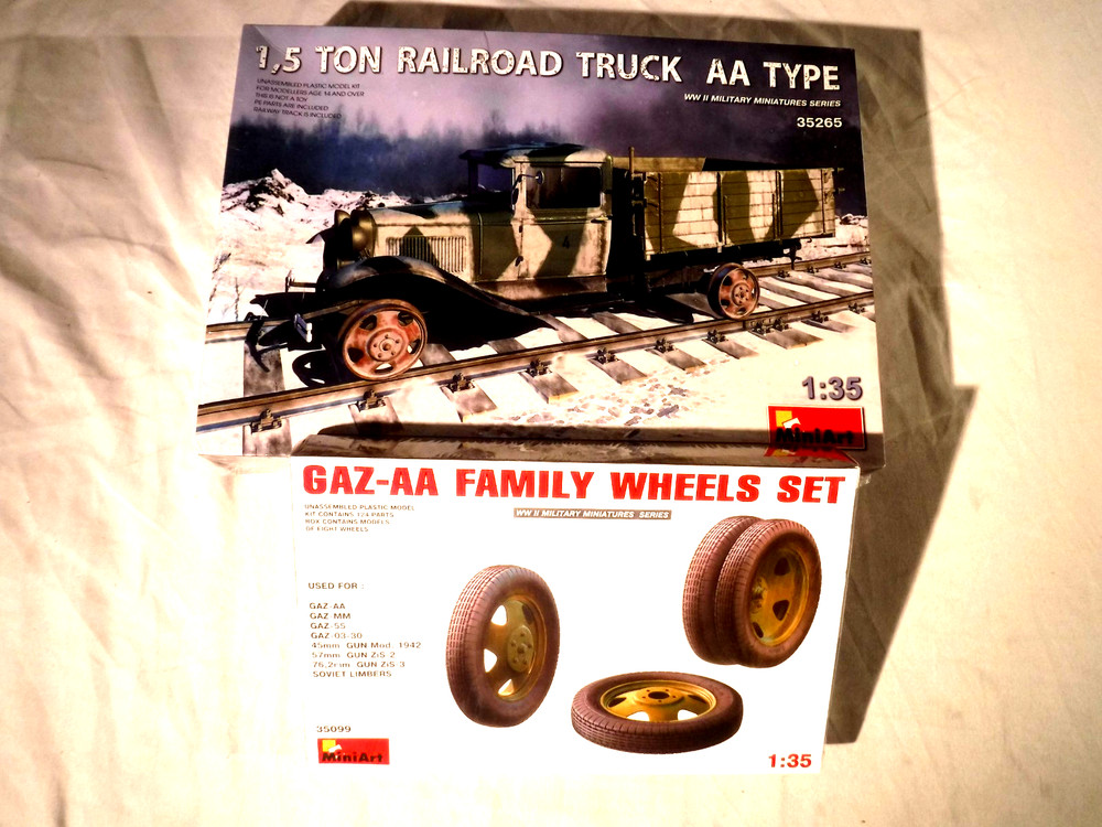 FREE Wheel Set w/ 1/35 Miniart Soviet GAZ AA 1.5ton Railroad Truck # 35265