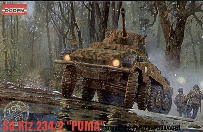 1/72 Sd.Kfz. 234/2 “Puma Schwerer Panzerspähwagen (5 cm) Roden 705 Model kit