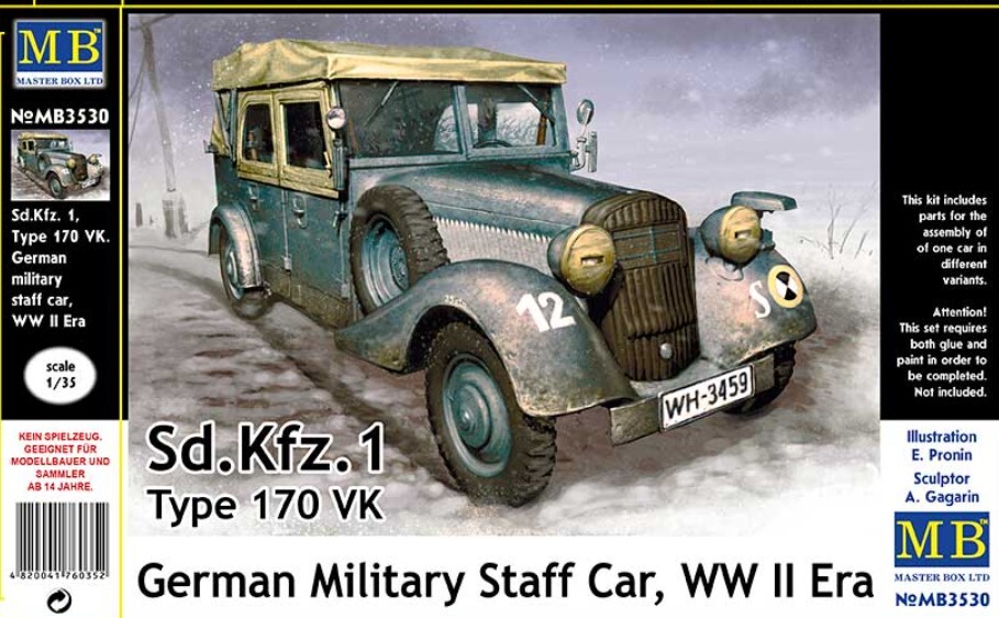 Master Box 3530 1:35 Sd. Kfz. 1 Type 170 VK, German Military Staff Car WW II Era