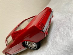 1965 Red & Tan Ford Mustang Fastback Promo Philco P-22 AM Radio w/chrome trim