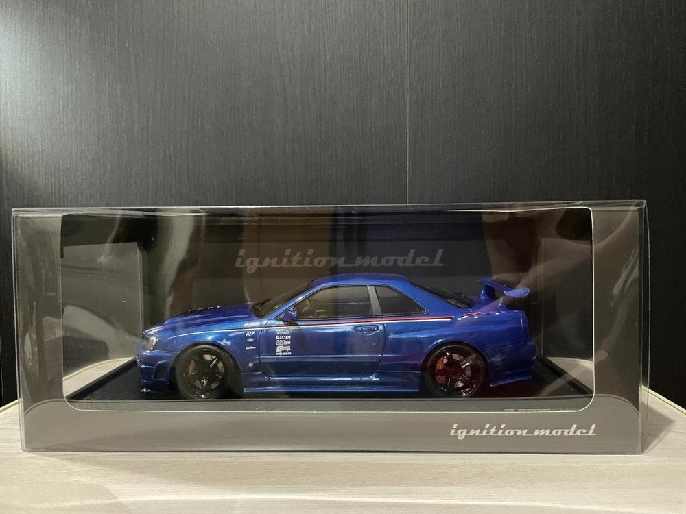 Ignition Model Nissan Skyline R34 GT-R R-tune 1827 1/18 Bayside Blue Resin Car