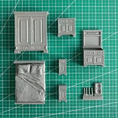 1/35 Scale Die-Cast Resin Model Assembled Kit Full Bedroom Furniture Diorama …