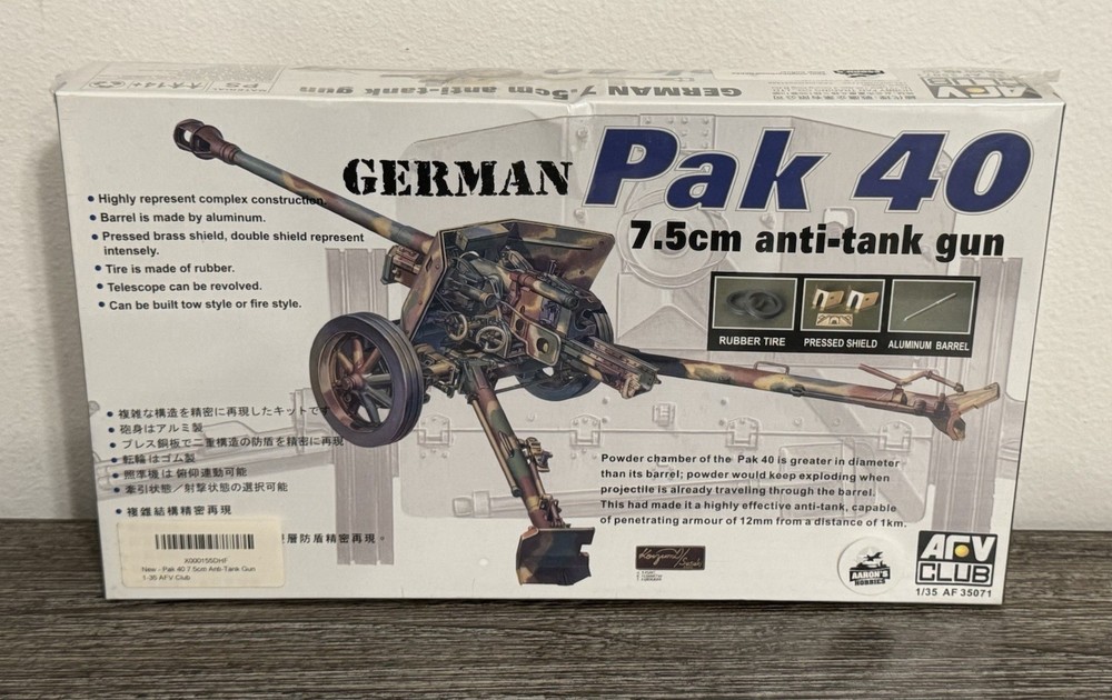 AFV Club German Pak 40 7.5cm Anti Tank Gun 1:35 Scale Model Kit 1/35 35071