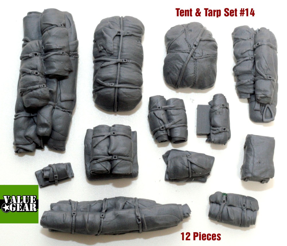 1/35 Universal Tents & Tarps Set #14 – Value Gear Details – 12 Pieces