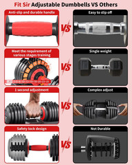 Adjustable Dumbbell Set, 10-In-1 25LB/55LB Ajustable Dumbbells with Safe Locking