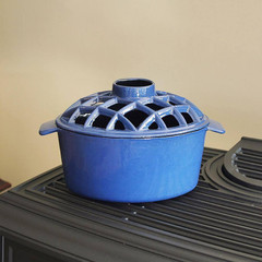 Traditional Lattice Top Steamer, 6.5 In. Tall, Blue