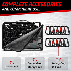 Heavy Duty Cargo Net for Pickup Truck Bed – Stretches from 5′ X 7′ to 15′ X 21′