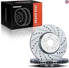 A-Premium 10.83 inch (275mm) Front Drilled and Slotted Disc Brake Rotors