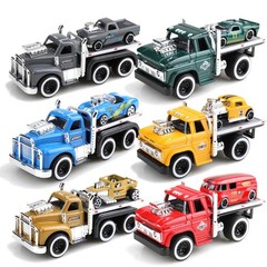 1:64 Alloy Muscle Truck Flatbed Transport Car Vehicles Model Diecasts Metal Trai