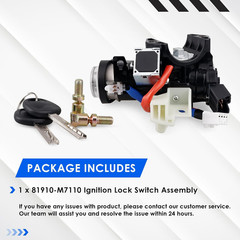 81910-M7110 Ignition Lock Switch Assembly with 2 Keys, Ignition Switch Housing &