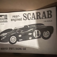 Monogram Scarab Rear Engined 1/24 Plastic Model Kit Sealed Parts Open Box