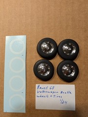 REVELL 68 VOLKSWAGEN BEETLE WHEELS AND TIRES WITH WHITE WALL DECALS NEW! 1/24