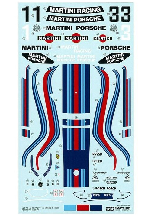 Tamiya’s Decals for1/20 PORSCHE 935 MARTINI.By Cartograf. Item20070 from japan.