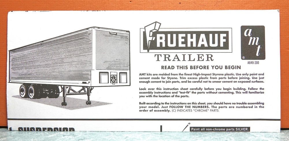 1/25 AMT FRUEHAUF TRAILER # A649-200 (INSTRUCTIONS ONLY)