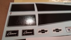 1970 1/2 Camaro 1/25 Z/28 Decal Sheet Black White Stripes Emblems Scripts